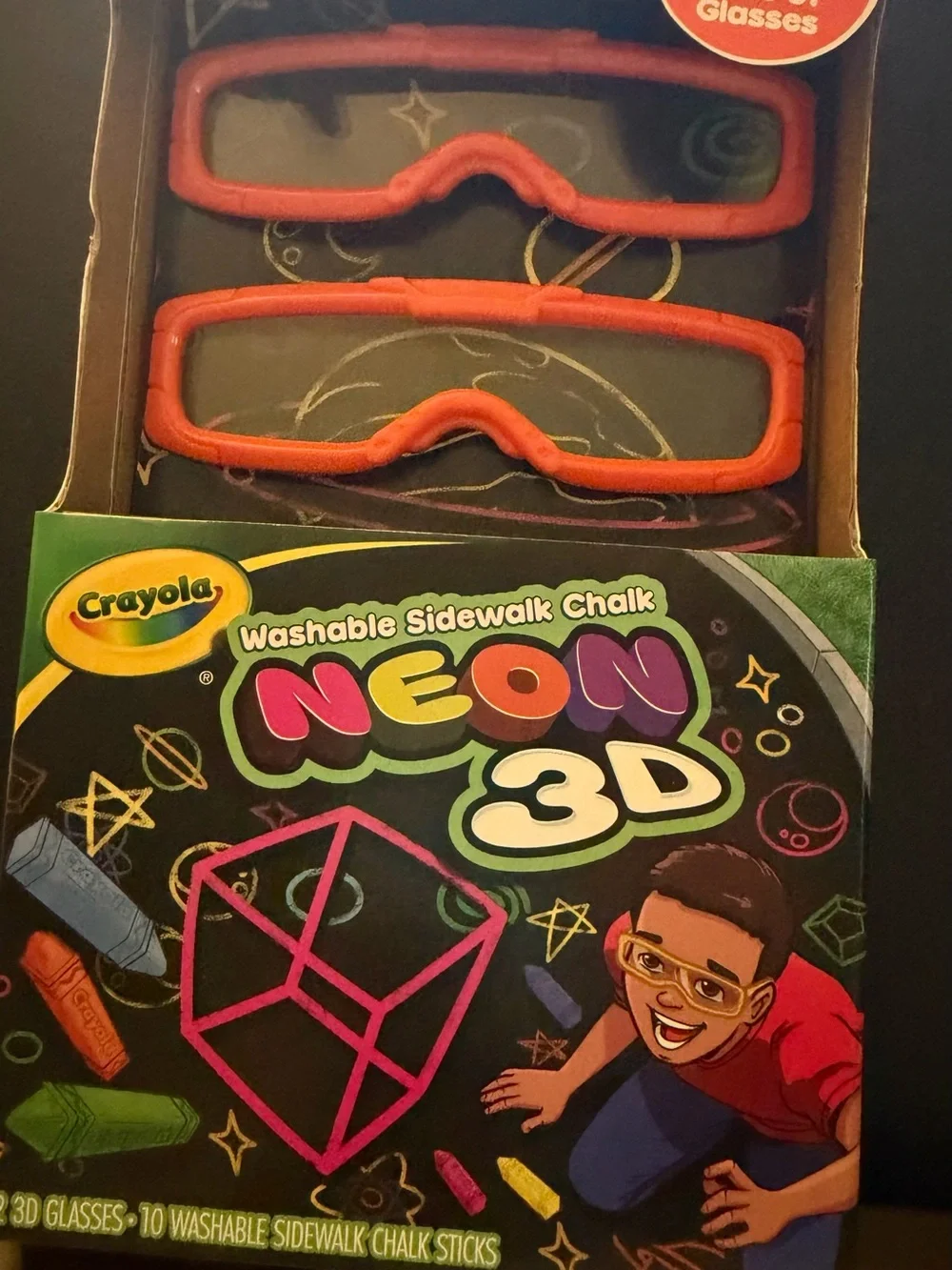 Crayola Neon 3D Chalk Set with Neon Orange Goggles